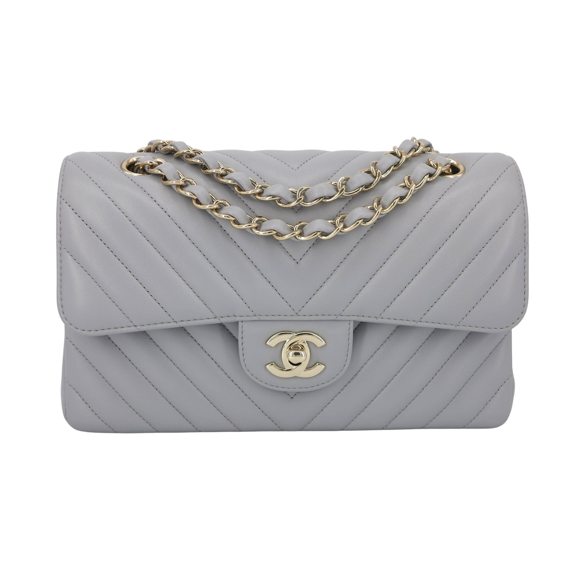Authentic Chanel Medium White Chevron Classic Flap bag in Caviar and Gold  Hardware Luxury Bags  Wallets on Carousell